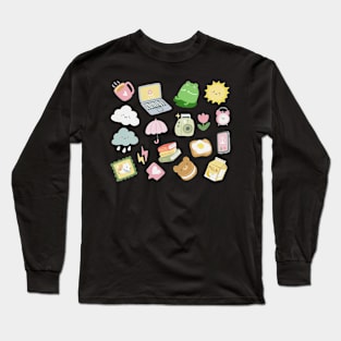 Korean Aesthetic Sticker Pack Long Sleeve T-Shirt